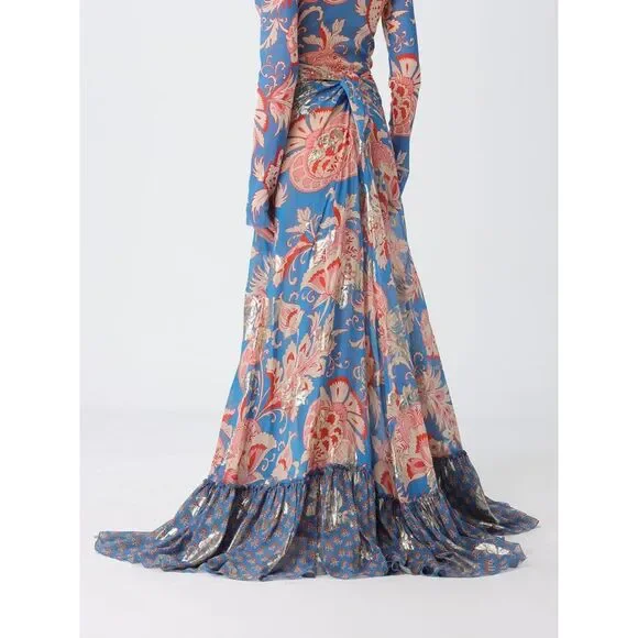 Etro Skirt Woman Gnawed Blue - Picture 3 of 4